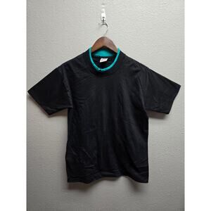 Vintage Black Blank Shirt Signal Sport 90s Blue double Sleeve Tee Mens Small